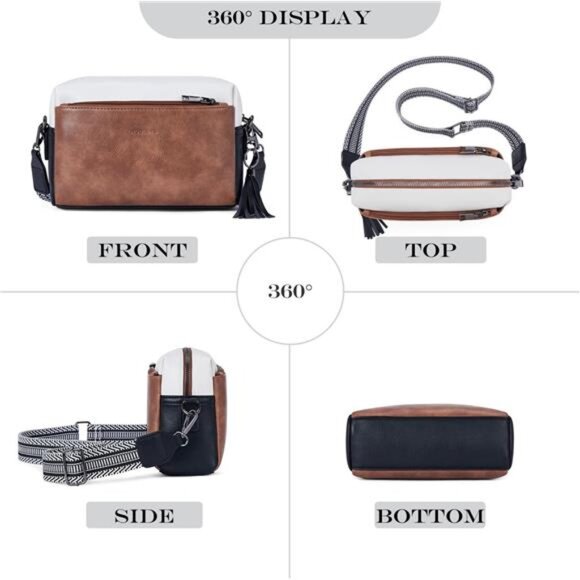 Triple Zip Small Crossbody Bag for women, Brown mix - Picture 4 of 6